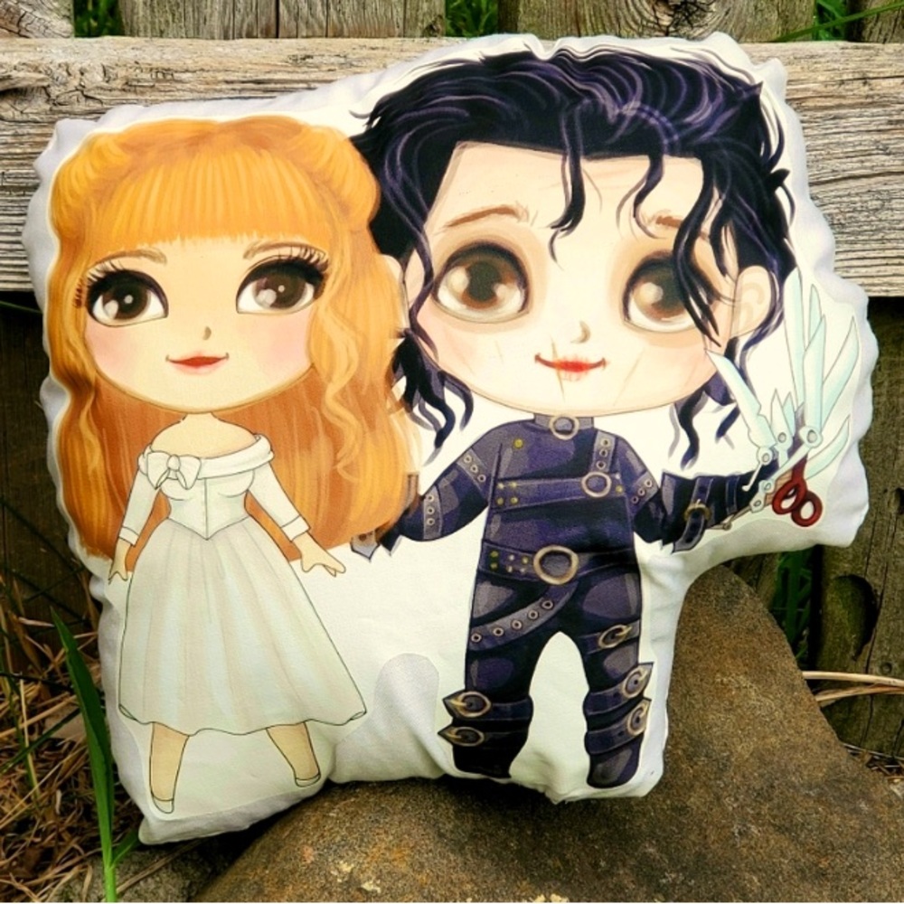 🏷️ HP Edward Scissorhands and Kim Pillow Pal~Custom Made~Brand New~Double Sided